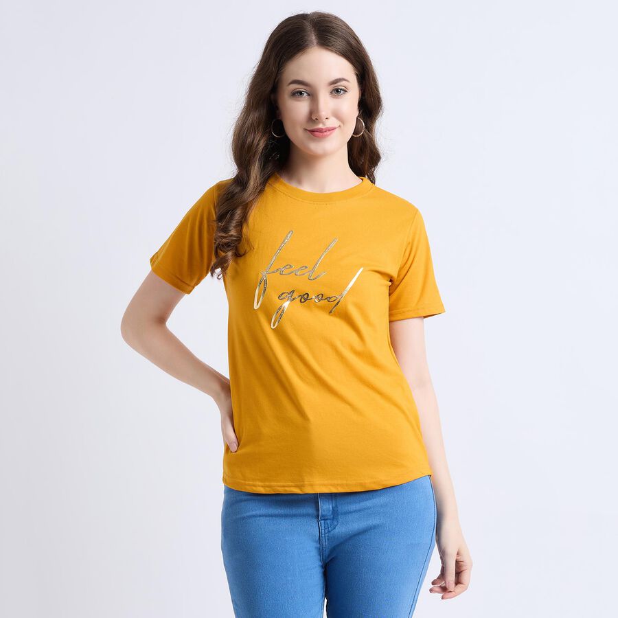 Ladies' Round Neck T-Shirt , Mustard, large image number null