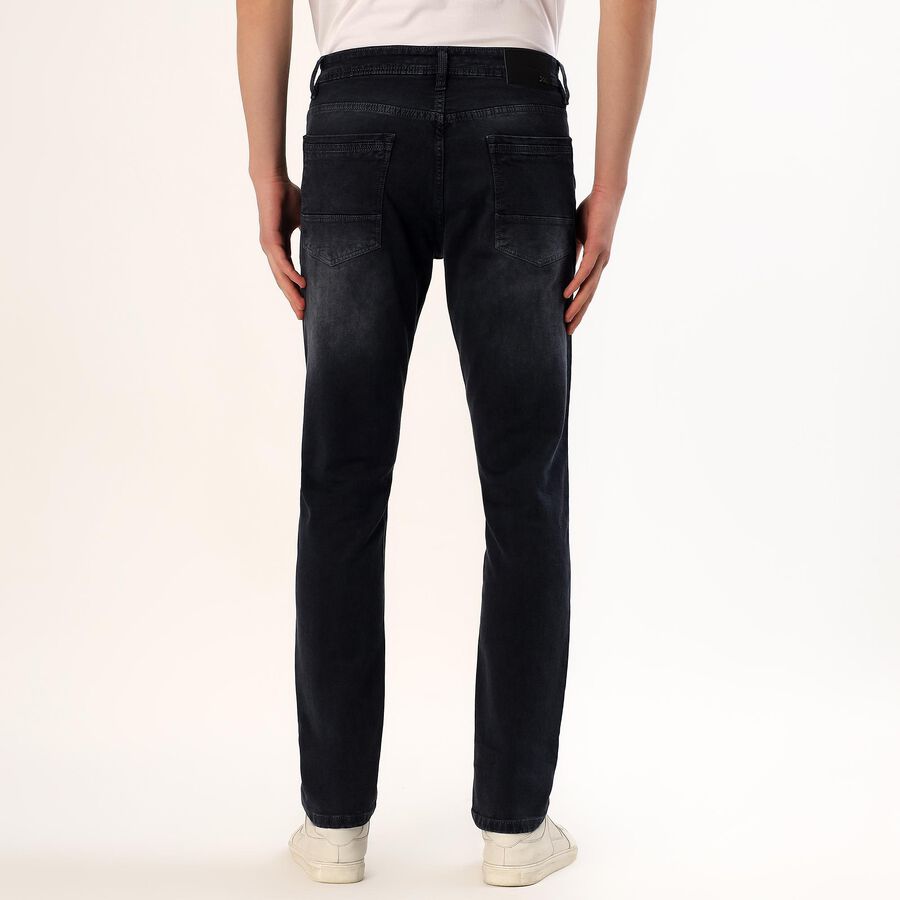 Men's Faded Black Slim Fit Jeans, Dark Blue, large