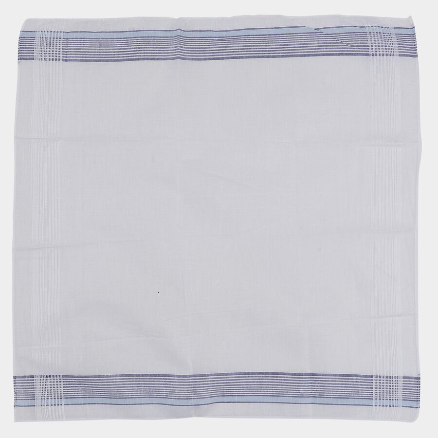 Men's White Striped Pack of 3 Handkerchief, सफ़ेद, large
