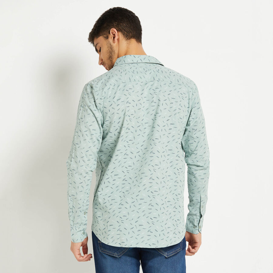 Cotton Printed Casual Shirt, Light Green, large image number null