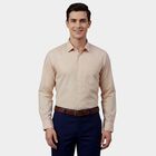 Men's Light Beige Cotton Classic Collar Formal Shirt, Beige, small