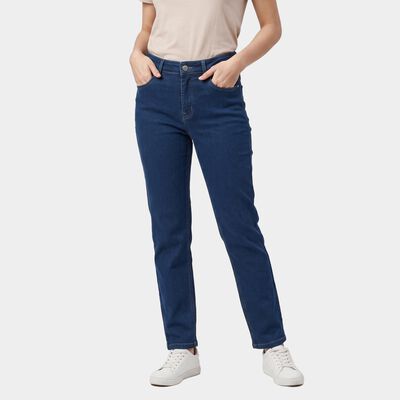 Women's Blue Straight Fit Clean Look Jeans