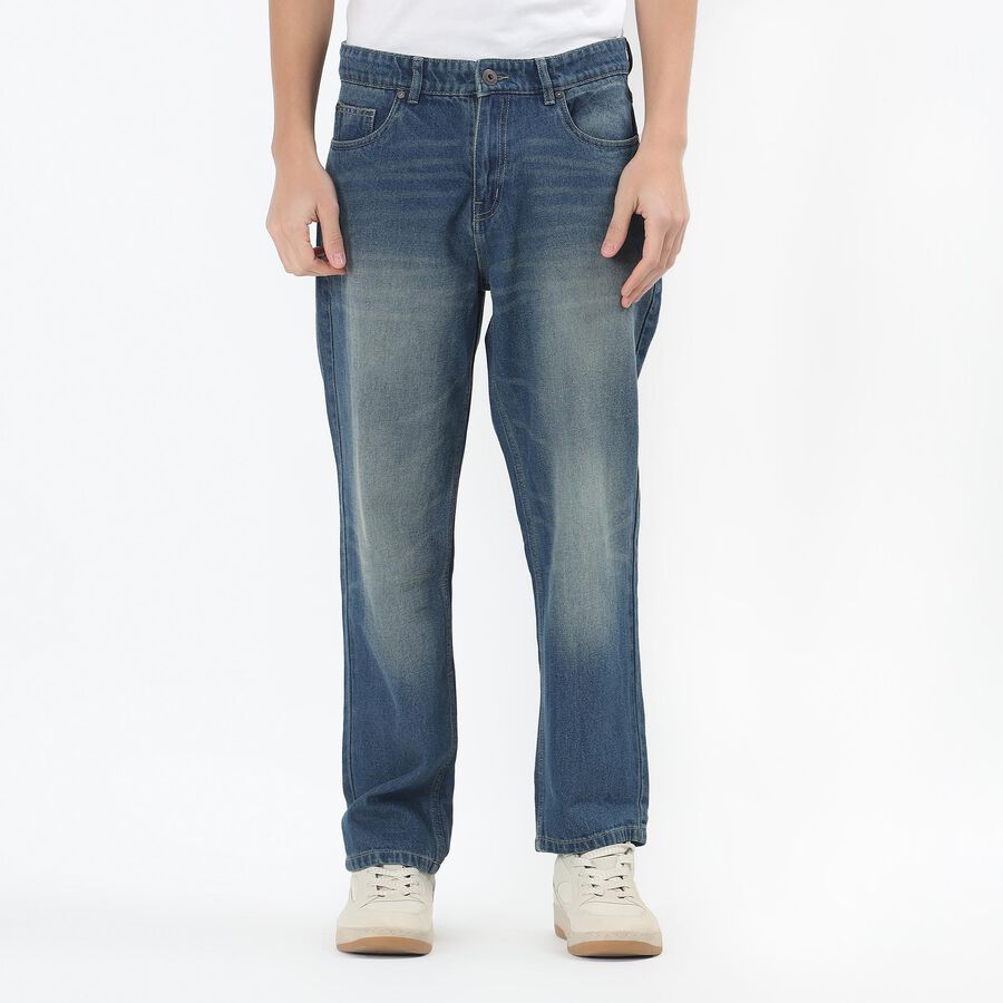 Men's 100% Cotton Jeans, गहरा नीला, large image number null