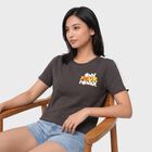 Women Charcoal Round Neck Regular T-Shirt, Dark Grey, small