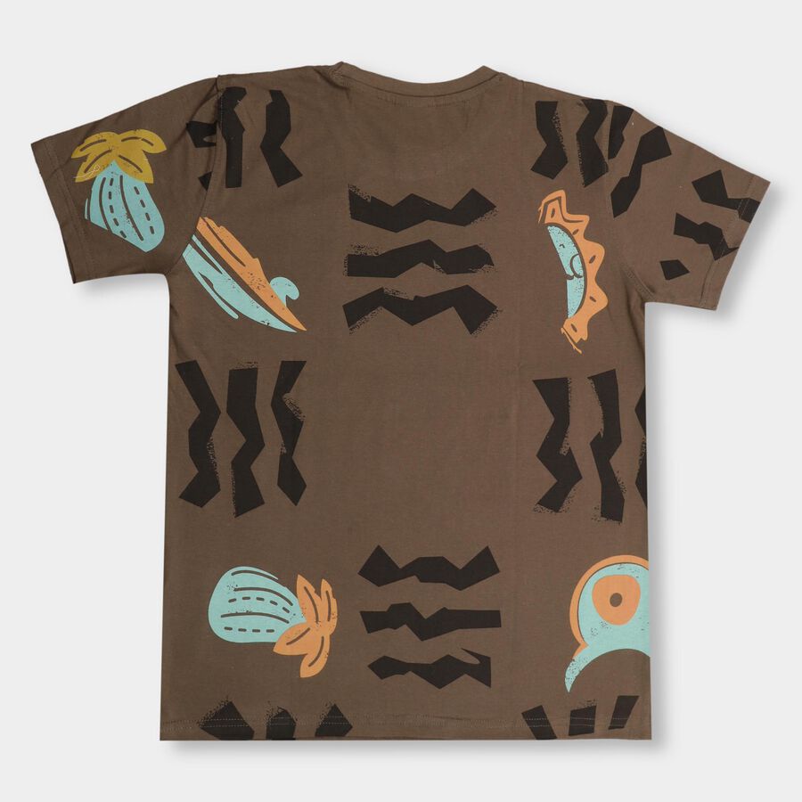 Boys' 100% Cotton Half Sleeves T-Shirt, Olive, large image number null