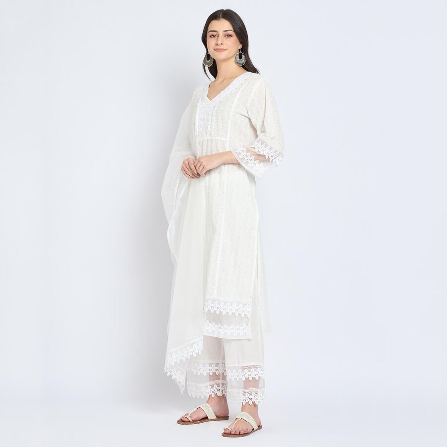 Ladies' 100% Cotton Ethnic Set , ऑफ व्हाइट, large image number null