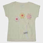 Girls Yellow Round Neck Casual T-Shirt, Yellow, small