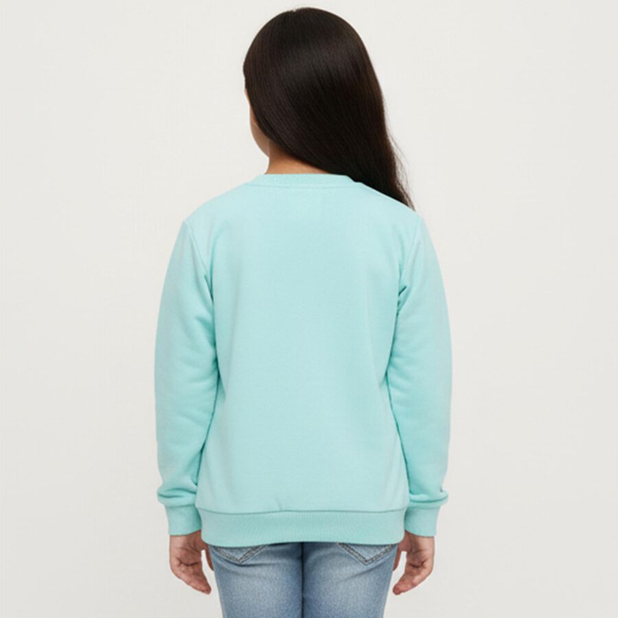 Girls AQA Crew Neck Casual Sweatshirt, एक्वा, large image number null
