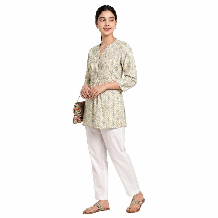 Women's Purple Notch Neck Floral Printed Kurti, Purple, large