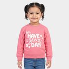 Girls Pink Crew Neck Graphic Print Sweatshirt, Pink, small