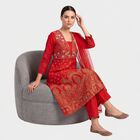 Women's Red Foil Printed Ethnic Set, Red, small