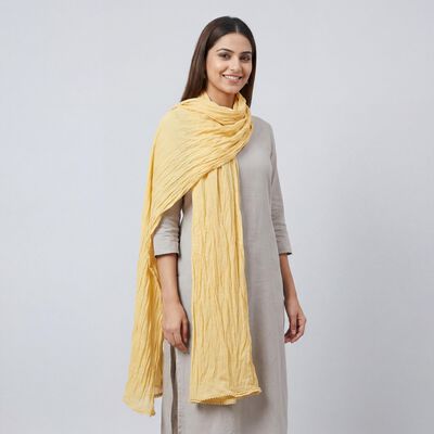 Women's Yellow Solid Dupatta