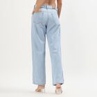 Women's Light Powder Blue Straight Fit Embroidered Jeans, Mid Blue, small image number null