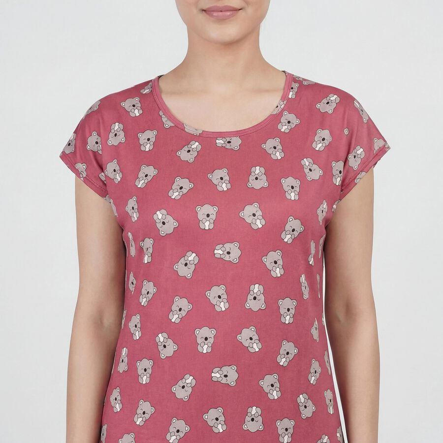 Women's Lilac V-Neck Lace Trim Nighty, Lilac, large