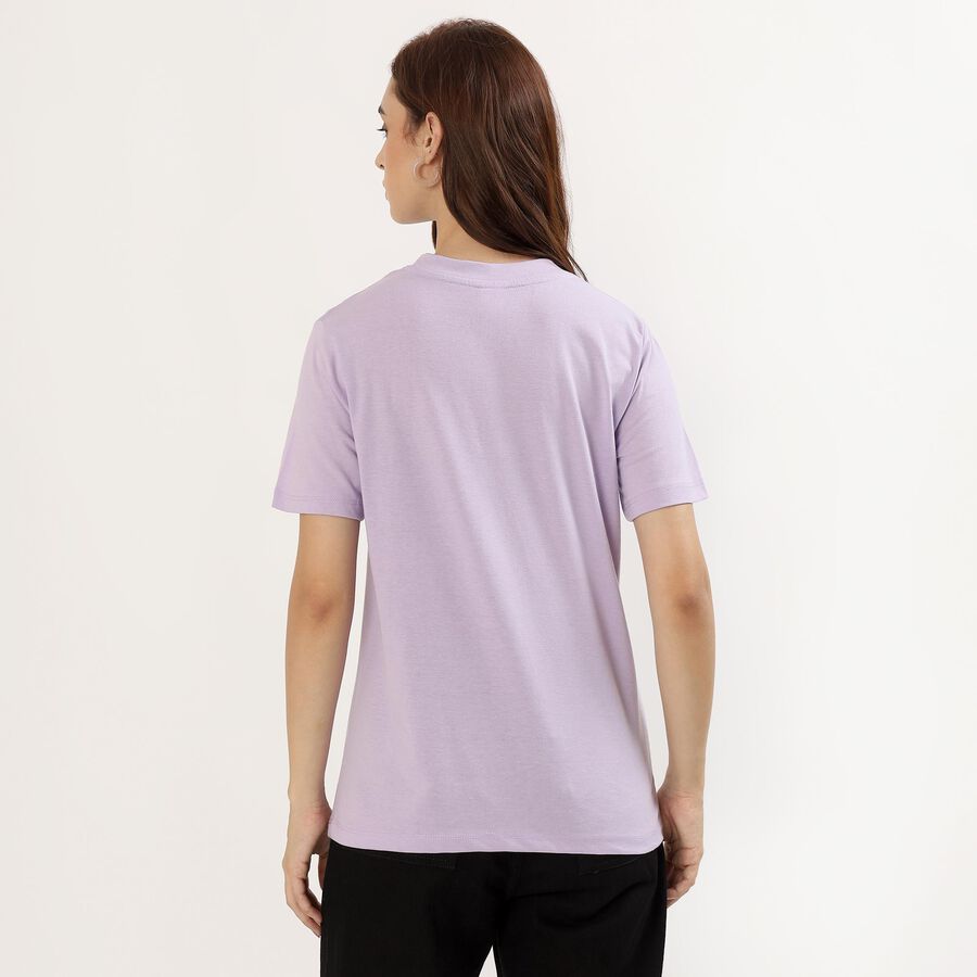 Women's Soft Lavender Round Neck Casual T-Shirt, Lilac, large image number null