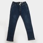 Boys Blue Slim Fit Drawstring Waist Jeans, मध्यम नीला, small