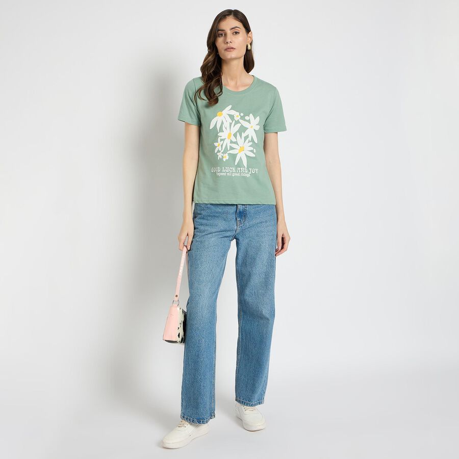 Ladies' Round Neck T-Shirt , हल्का हरा, large image number null