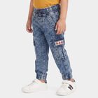 Boys Blue Jogger Fit Washed Cargo Jeans, Mid Blue, small
