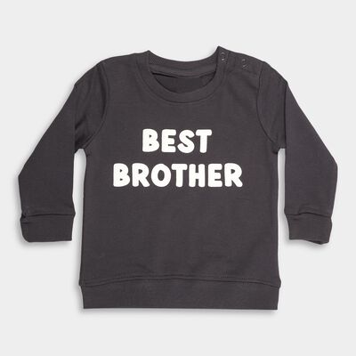 Infants' Dark Grey Cotton Crew Neck Casual T-Shirt