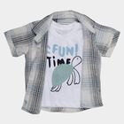 Infants' Light Blue Cotton Mandarin Collar Classic Shirt, Light Blue, small