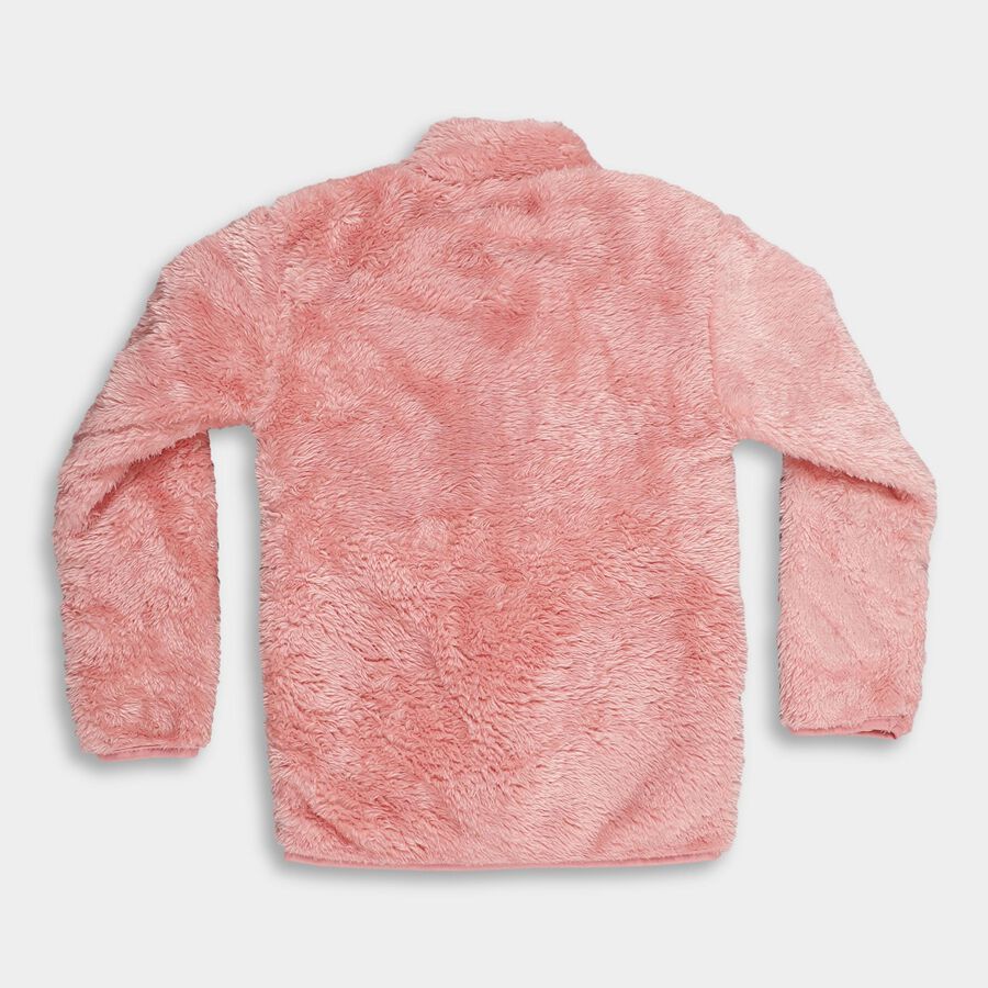 Girls Light Pink High Neck Full Sleeve Sweatshirt, Pink, large image number null