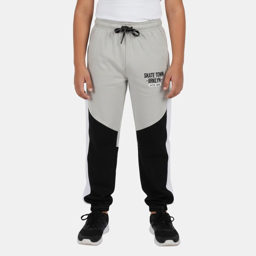 Boys' Light Grey Regular Fit Sports Printed Pyjama, Light Grey, large