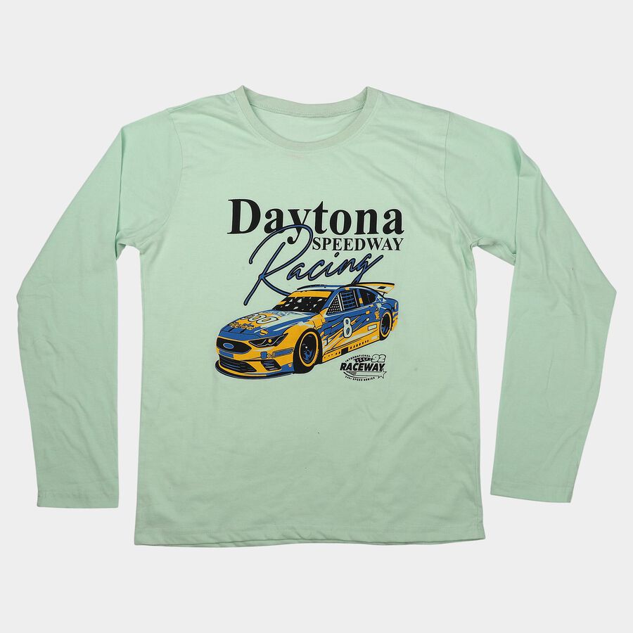 Boys Mint Green Crew Neck Regular Boys T-Shirt, Light Green, large