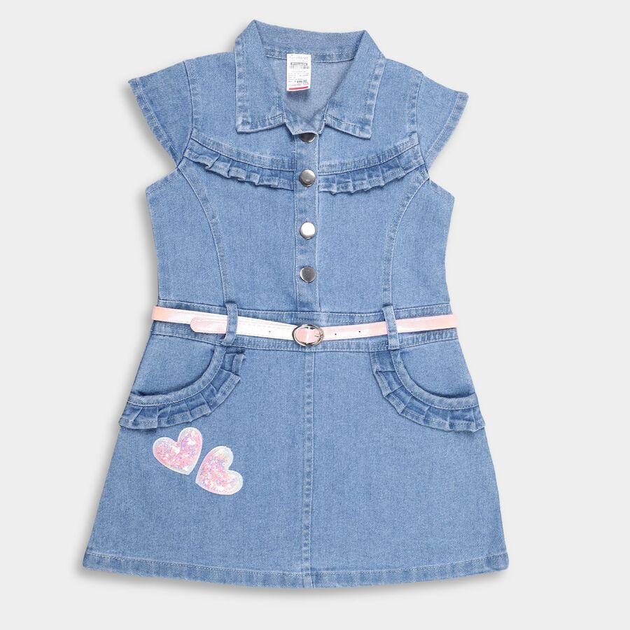 Girl's Frock, हल्का नीला, large image number null