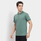 Men's 100% Cotton Collared Half Sleeves T-Shirt , गहरा हरा, small