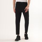 Men's Black Regular Fit Side-Striped Track Pants, Black, small