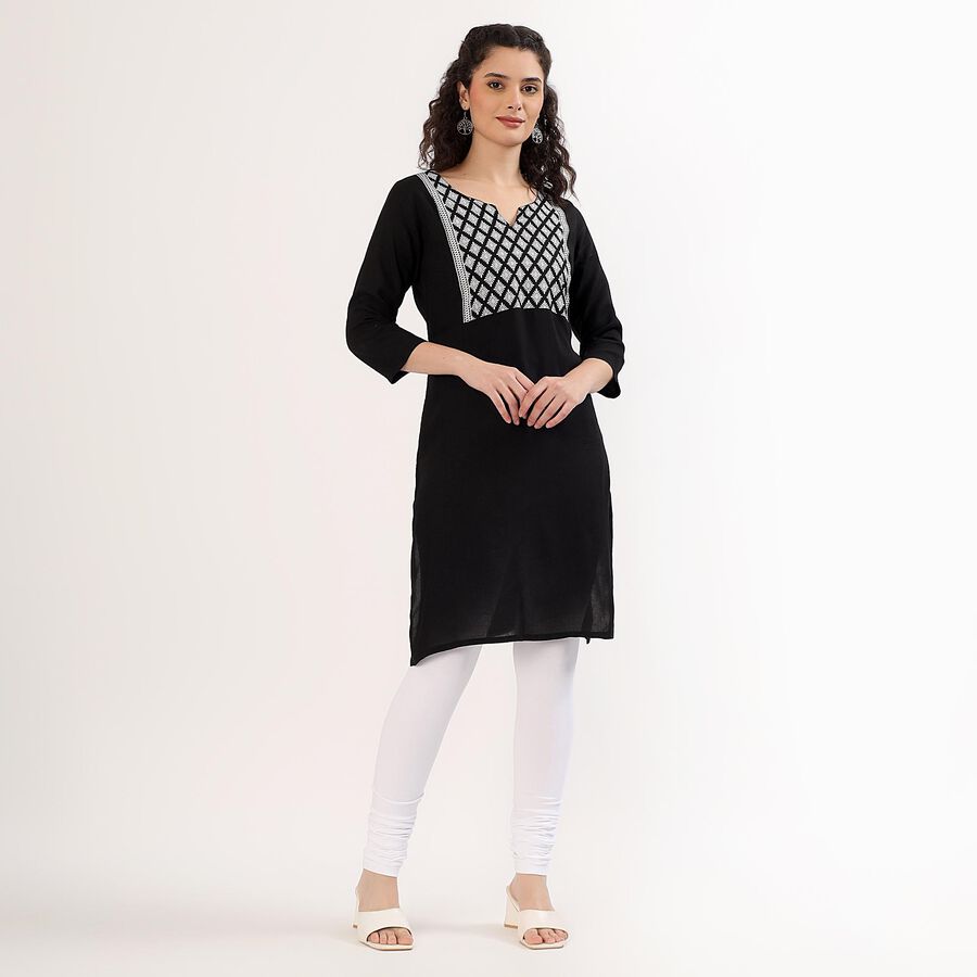 Women's Bright White Cotton Blend Elastic Waist Churidar, सफ़ेद, large image number null