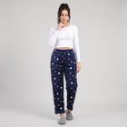 Women's Navy Blue Straight Fit Moon Lounge Pyjama, नेवी ब्लू, small