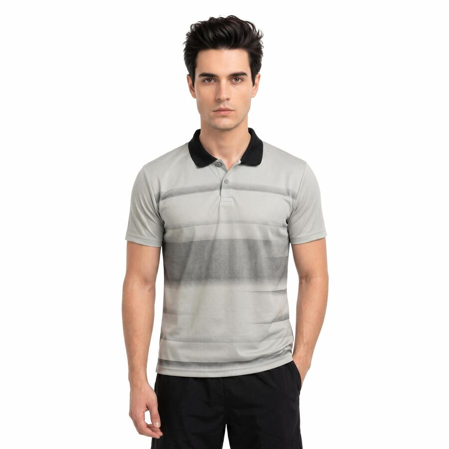 Men's Grey Crew Neck Regular Drifit T-Shirt, Light Grey, large