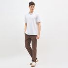 Men's White Cotton Polo Collar Classic T-Shirt, White, small