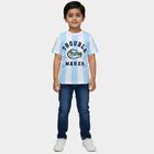 Boys Light Blue Cotton Crew Neck Casual T-Shirt, Light Blue, small