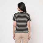 Women Black Round Neck Regular T-Shirt, काला, small