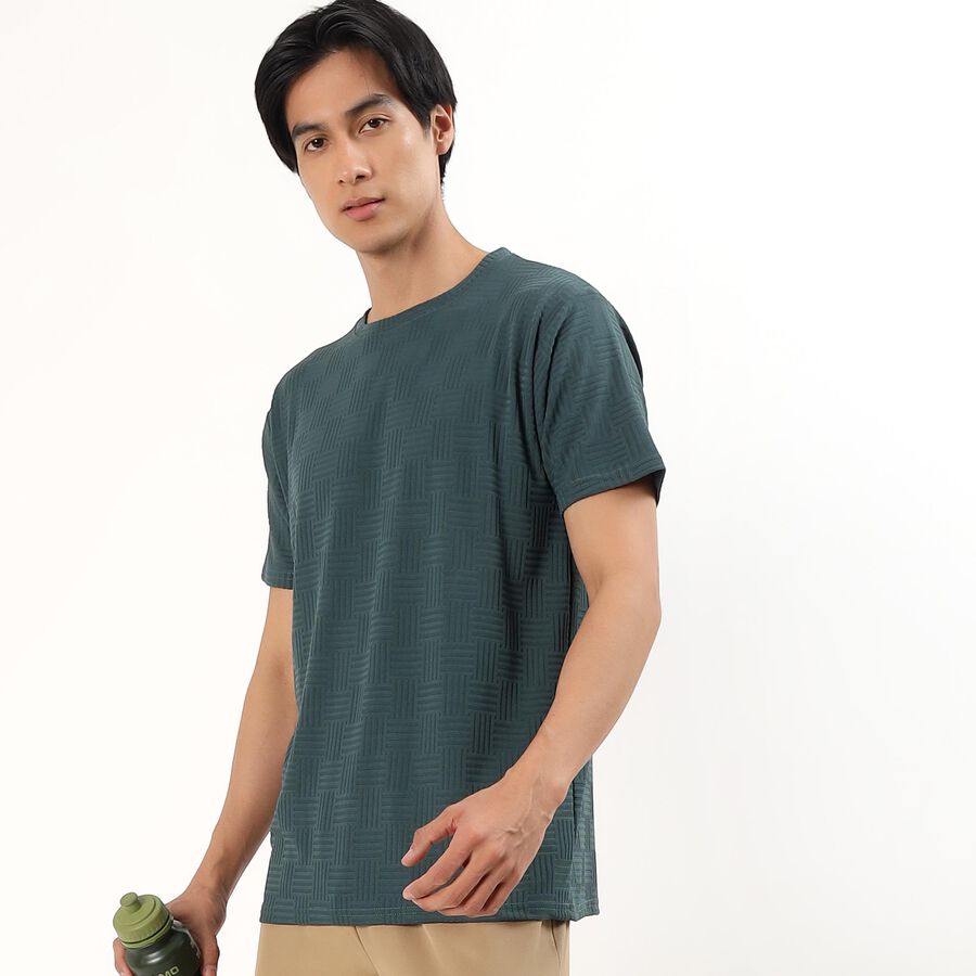 Men's Muted Sage Green Crew Neck Athleisure T-Shirt, Light Green, large