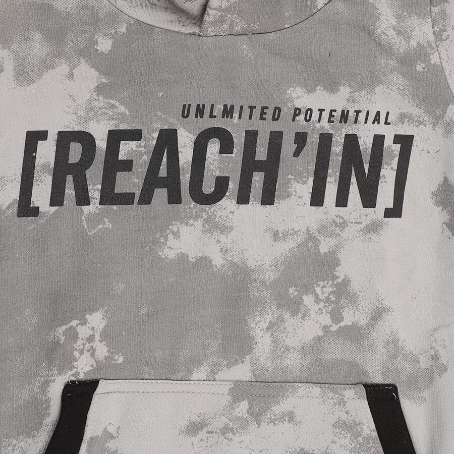 Boys Light Grey Hooded Neck Printed Sweatshirt, Light Grey, large image number null