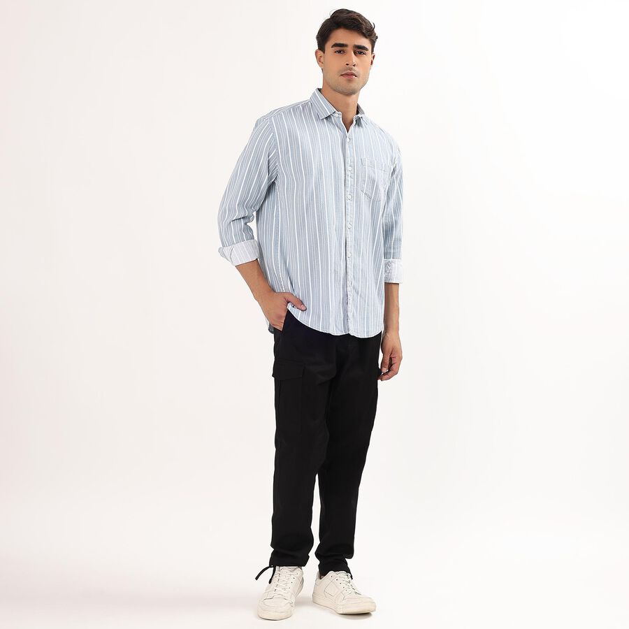 Men's Light Blue Cotton Classic Casual Shirt, Light Blue, large image number null