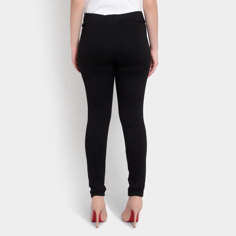 Solid Mid Rise Trousers, Black, large image number null