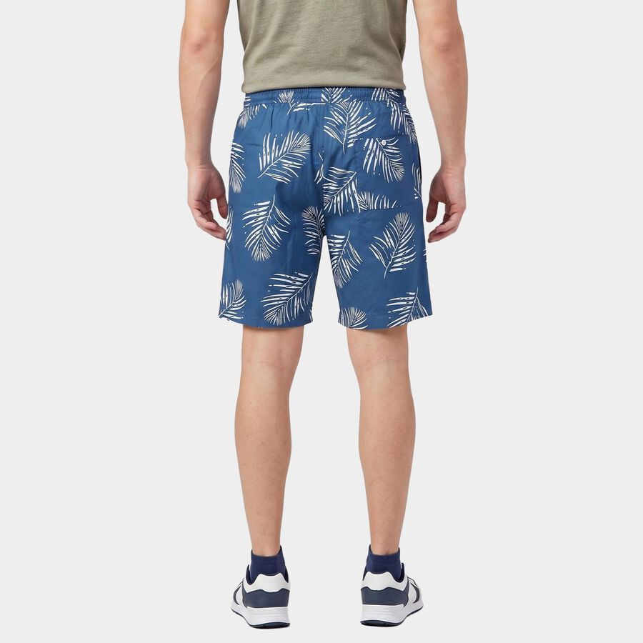 Men's Mid Blue Regular Fit Sports Shorts, मध्यम नीला, large