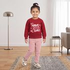 Girls' Maroon Crew Neck Pullover Sweatshirt, Maroon, small