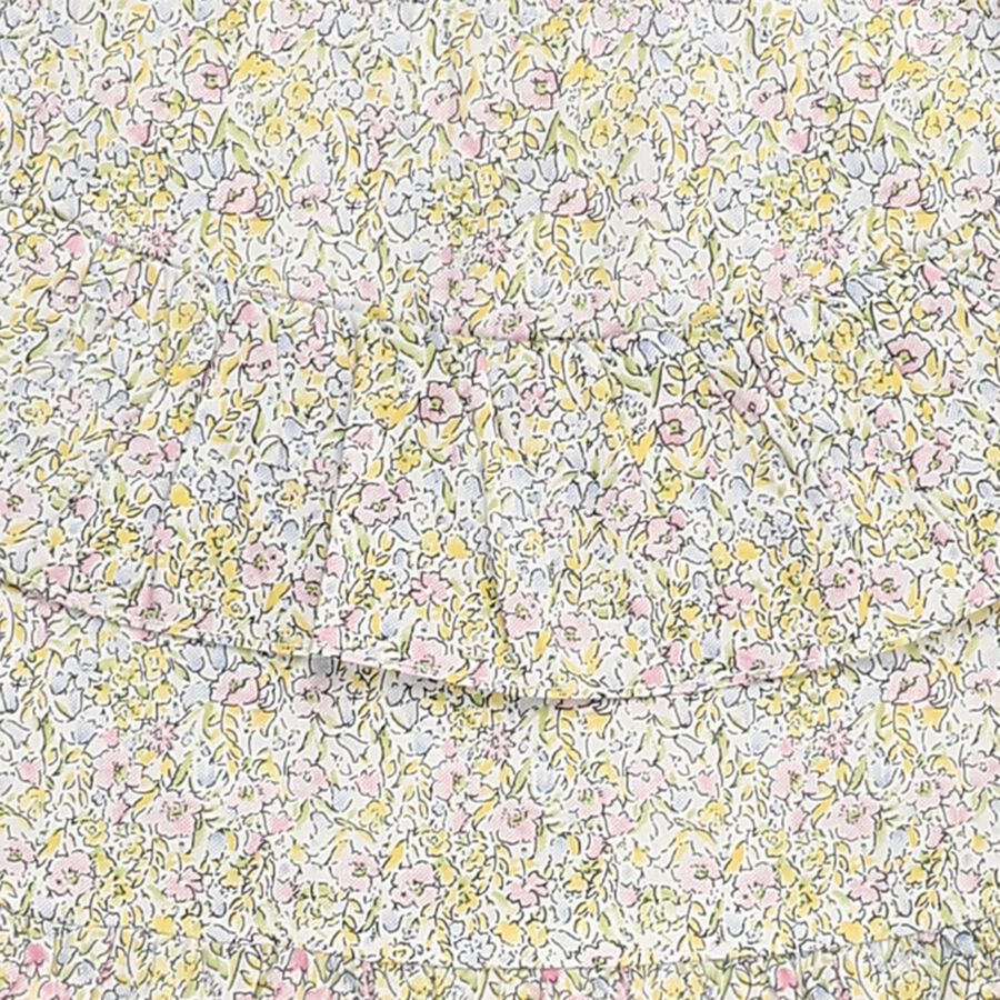 Girls' Pastel Floral Cold Shoulder Ruffle Frock, Off White, large image number null