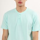 Men's Henley Half Sleeves T-Shirt , एक्वा, small image number null