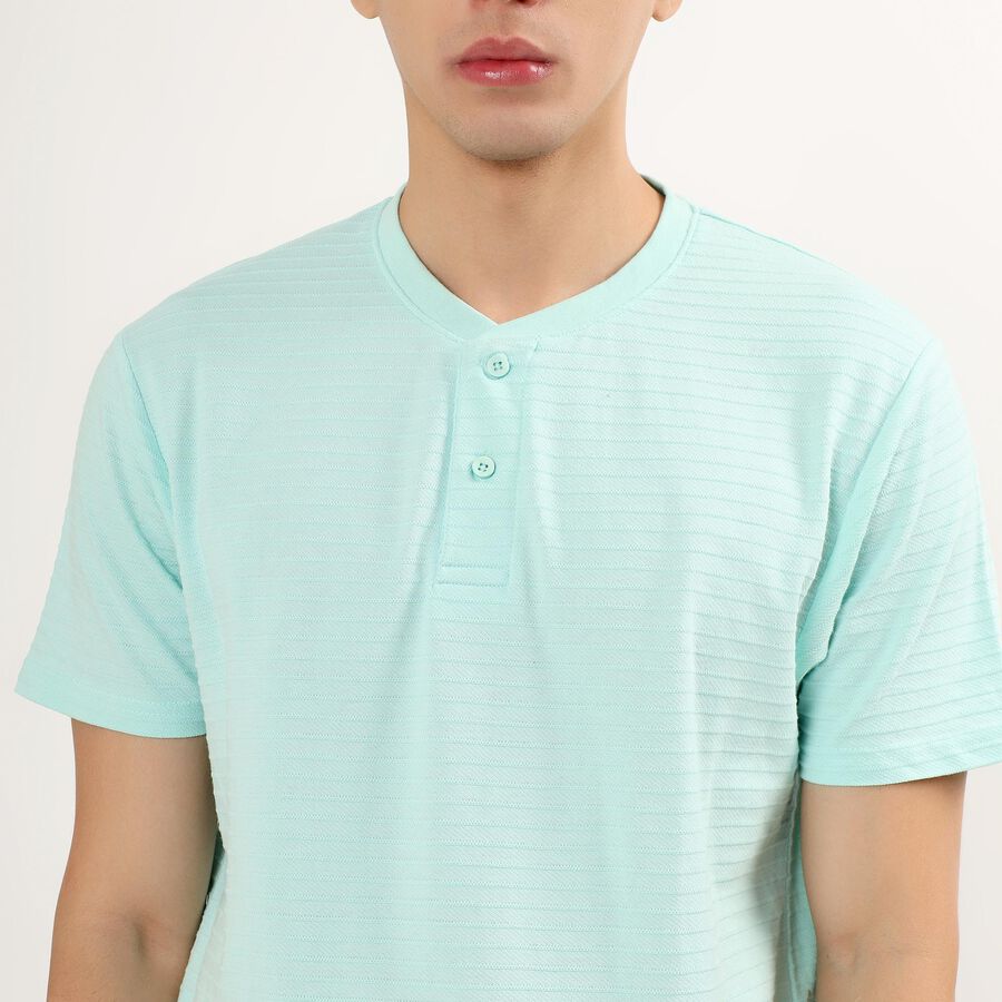 Men's Henley Half Sleeves T-Shirt , एक्वा, large image number null
