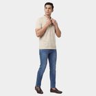 Men's Beige Cotton Polo Neck Solid Polo T-Shirt, गहरा पीला, small