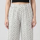 Women's Cream Regular Fit Palazzos, ऑफ व्हाइट, small