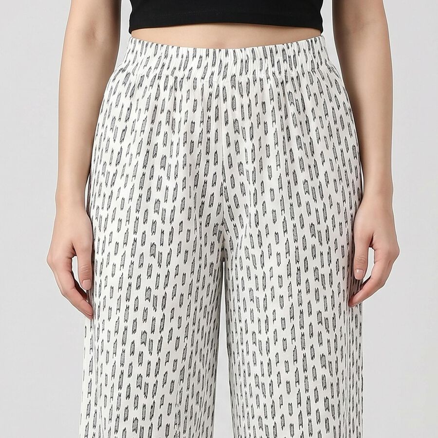 Women's Cream Regular Fit Palazzos, ऑफ व्हाइट, large