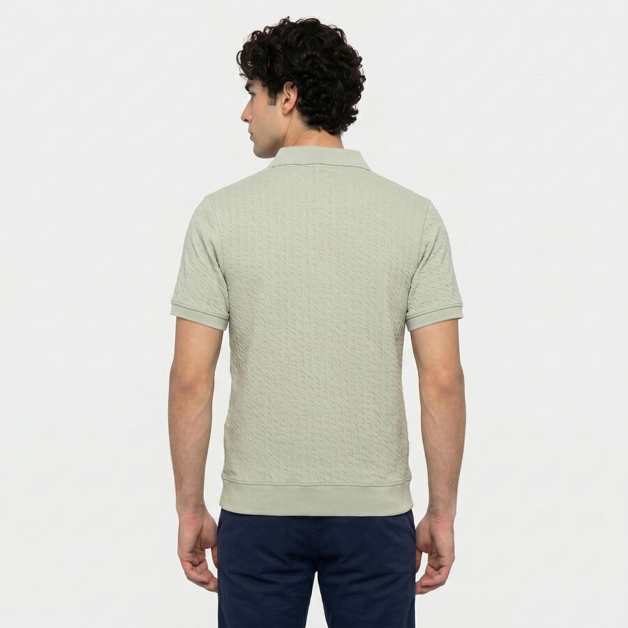 Men's Collared Half Sleeves T-Shirt, हल्का हरा, large