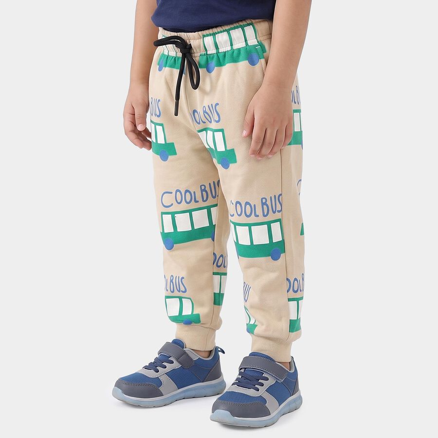 Boys Beige Graphic Print Jogger Pyjama, Beige, large